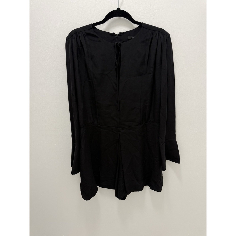 Derek Lam New York Black Silk Romper Women's Size 8 Long Sleeve Made in Italy